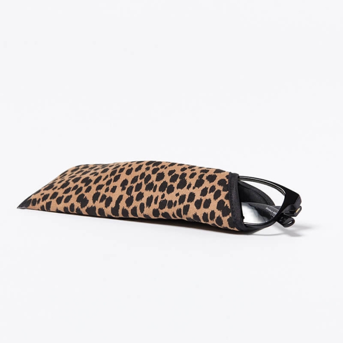 Glasses Pouch-Black Cheetah-Front View