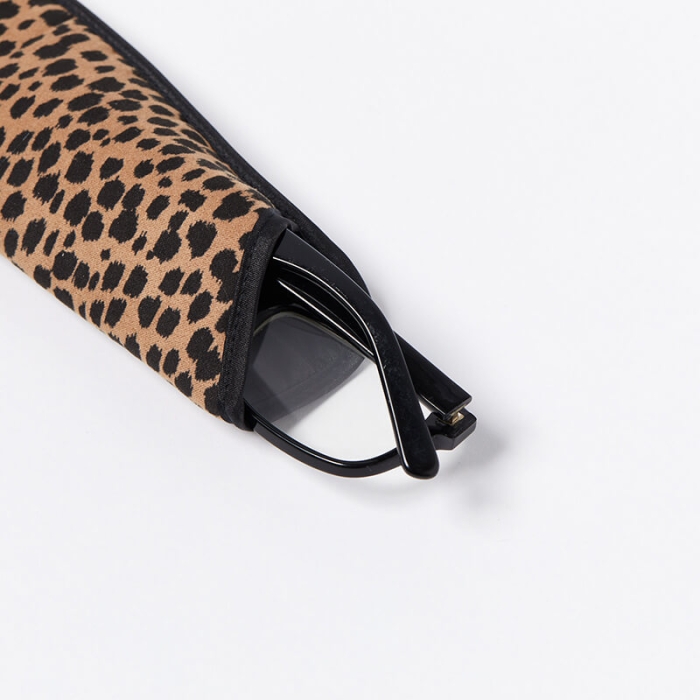 Glasses Pouch-Black Cheetah-Side View