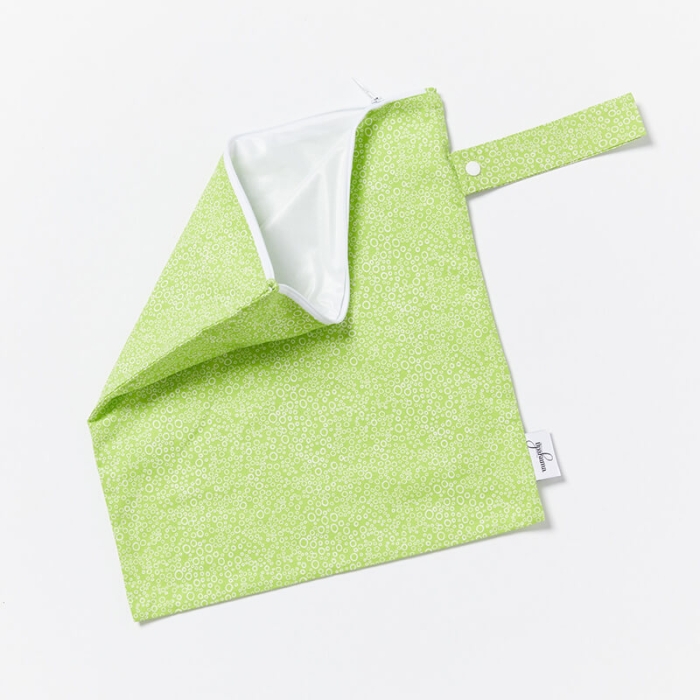 Wet Garment Bag-Bubbles-Lime-Open