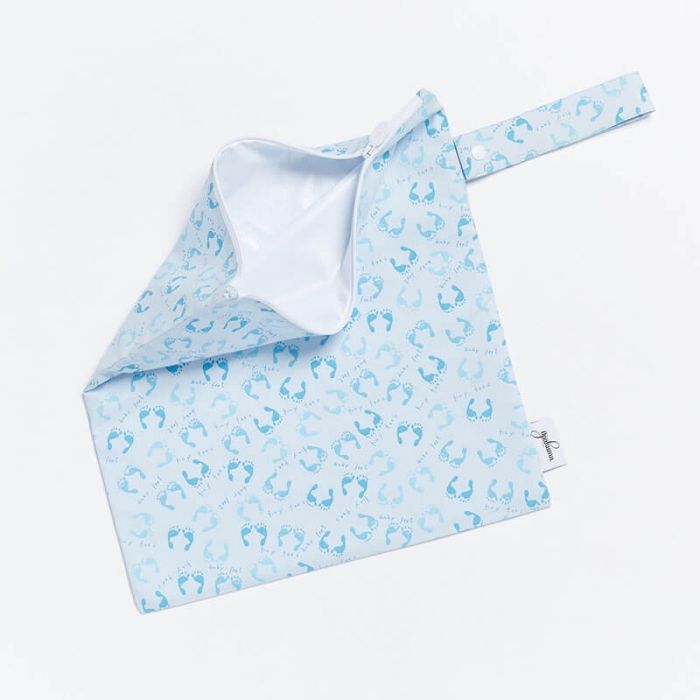 Wet Garment Bag-Tiny Toes-Blue-Open