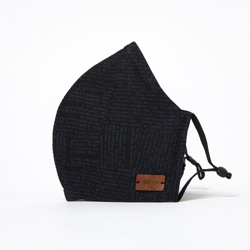Fitted-Face-Mask-Newsprint-Black