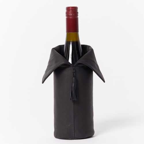 Leather Wine Bottle Cover-Black
