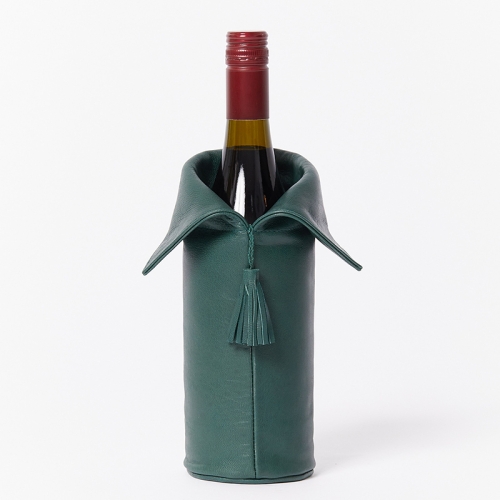 Leather Wine Bottle Cover-Green