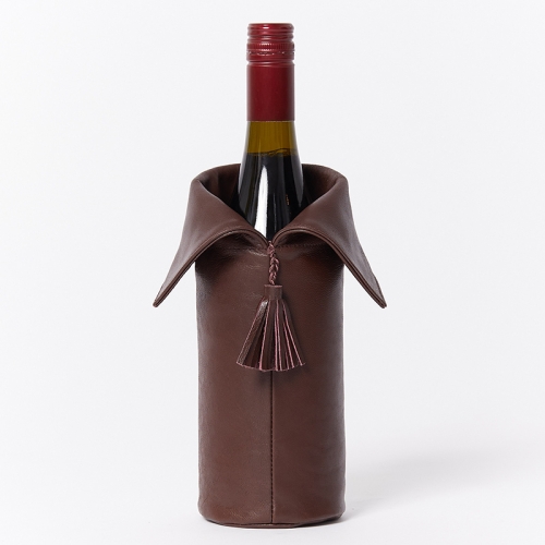 Leather Wine Bottle Cover-Chocolate