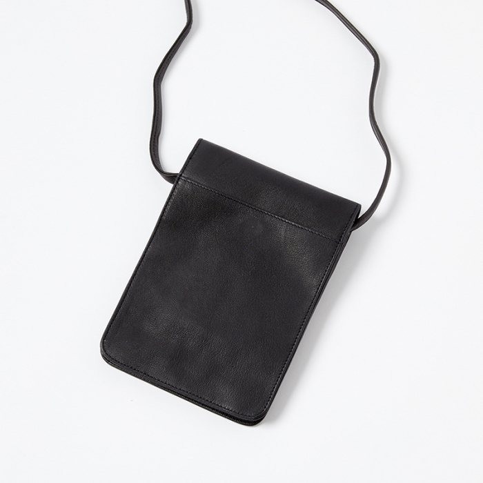 Leather Smartphone Crossbody Bag-Black-Back