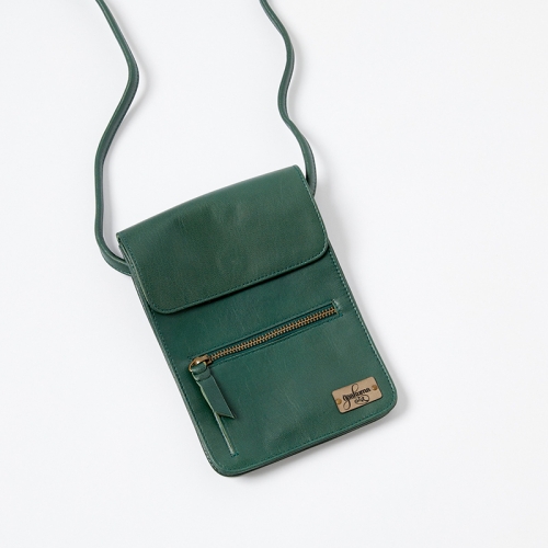 Leather Smartphone Crossbody Bag-Forest