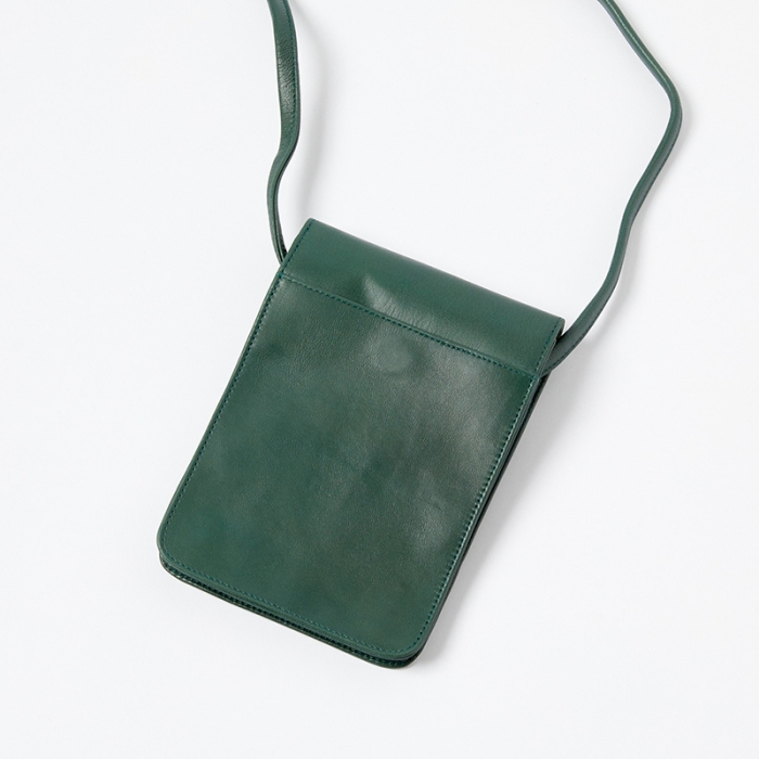 Leather Smartphone Crossbody Bag-Forest-Back