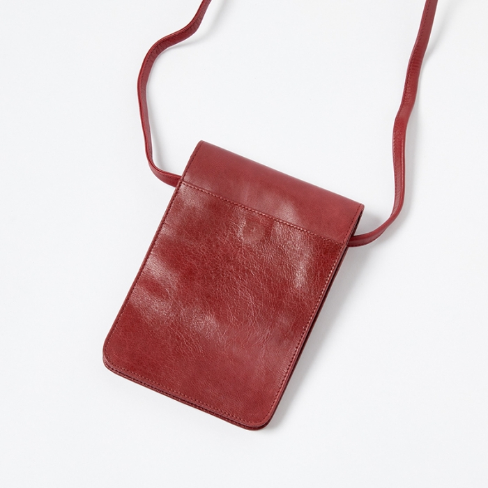 Leather Smartphone Crossbody Bag-Burgundy-Back