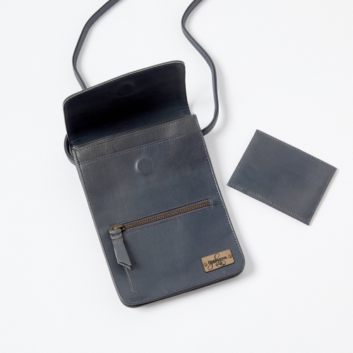Leather-Smartphone-Crossbody-Bag-Steel-Open