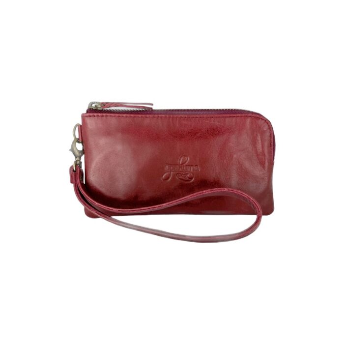 Compact leather wallet/purse-burgundy