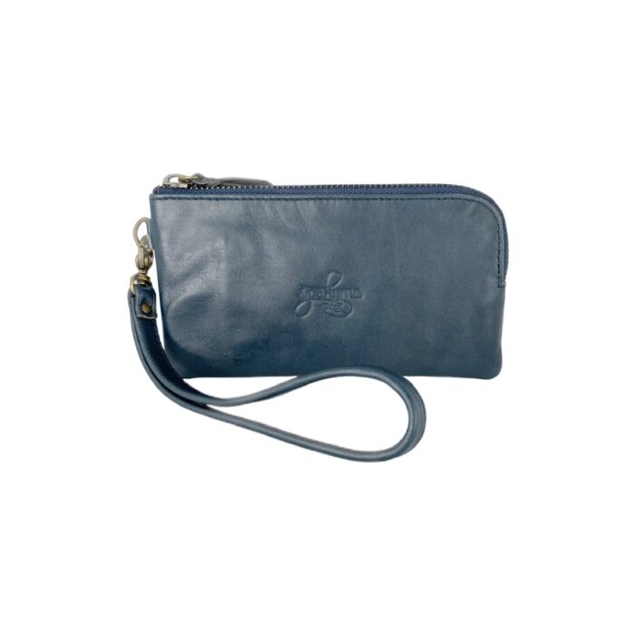 Compact leather wallet/purse-navy