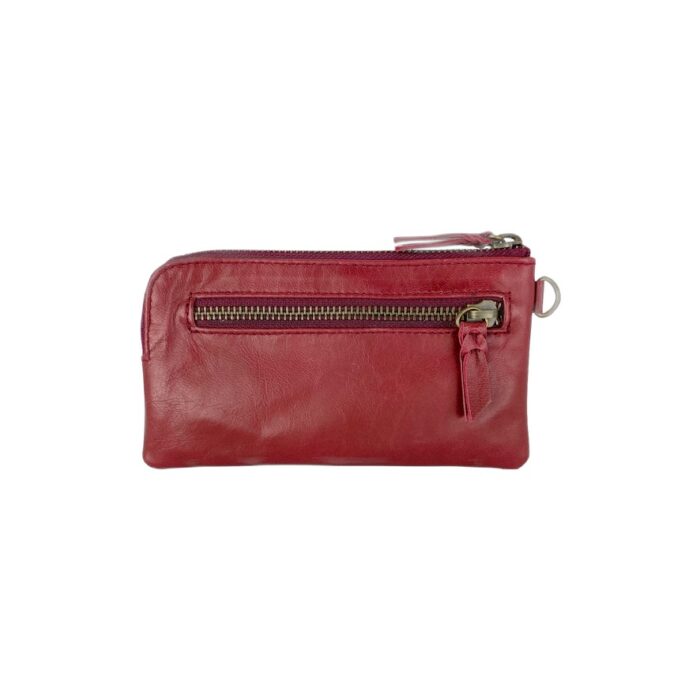 Compact leather wallet/purse-burgundy-back