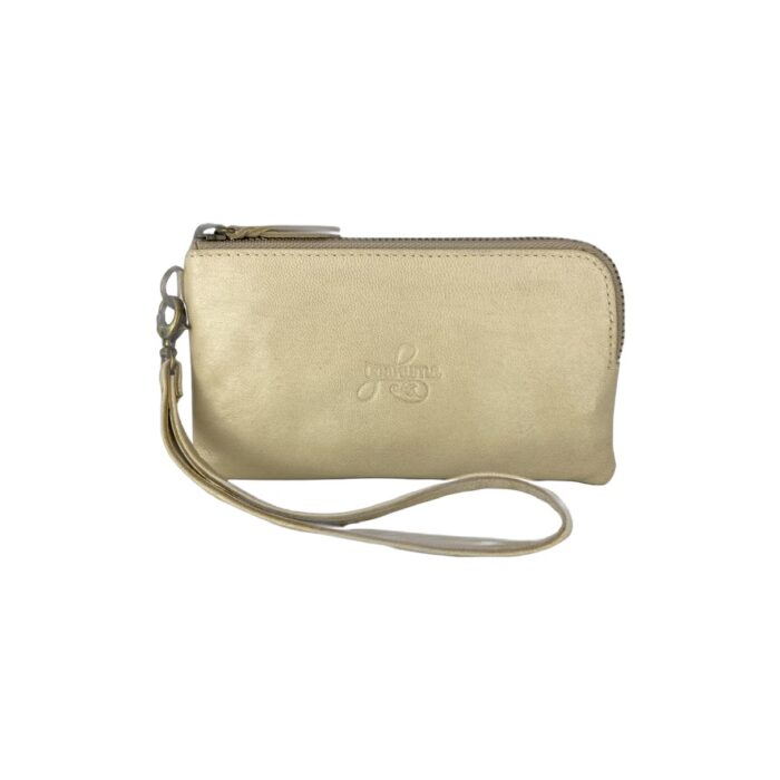 Compact leather wallet/purse-cream