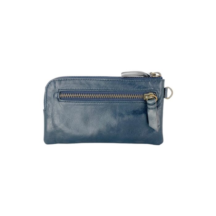 Compact leather wallet/purse-navy-back
